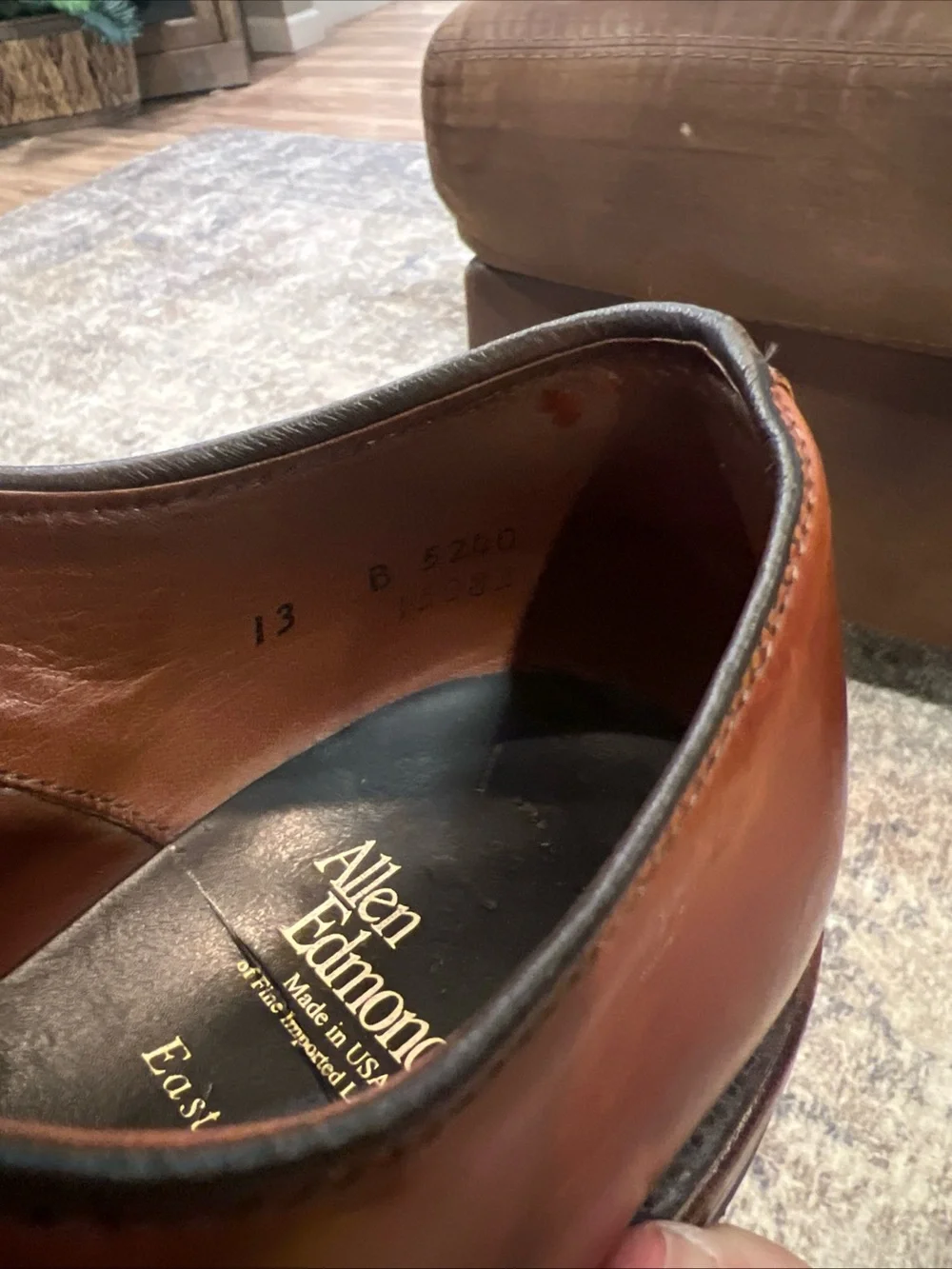 Allen Edmonds Easton  Brown Leather Plain-Toe Dress Shoes Sz 13 Lace Up